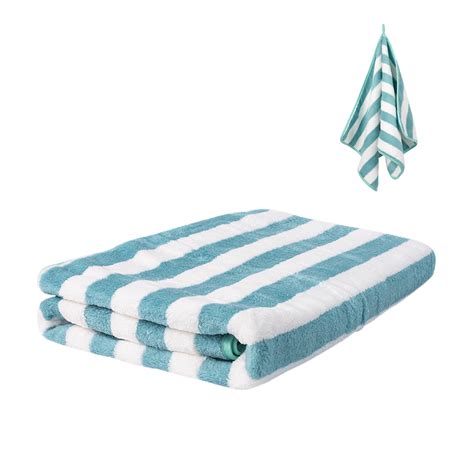 Plush Beach Towel Fluffy Cotton Thick Striped Pool Towels Swimming