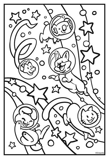 Cats are the most popular pets in the world after the fishes, but before the dogs. Cosmic Cats Galaxy Fun Coloring Page | crayola.com