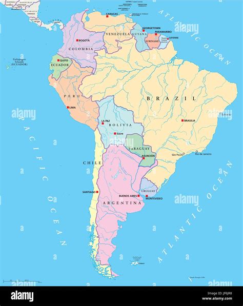 Politische Amerika S Damerika Kontinent Staaten Karte Atlas Karte Von Der Vektor