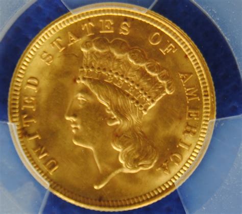 1854 Princess 3 Dollar Gold Piece Pcgs Ms 64 Cac Bellisario Rare