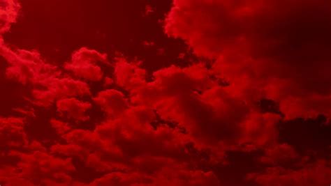 Time Lapse Footage Of Bloody Red Clouds In The Red Sky Bad Omen Stock