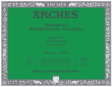 Arches Aquarelle Watercolor Block Cold Press 300 Gsm 20 Sheetsn