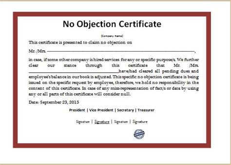 No Objection Certificate Templates 15 Free Word And Pdf Certificate