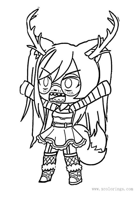 Gacha Life Deer Girl Coloring Pages - XColorings.com