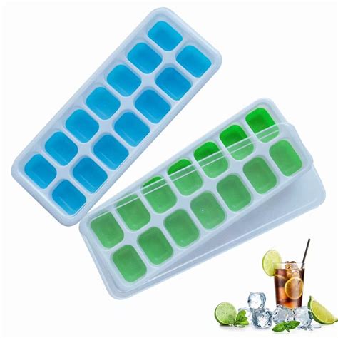 silicone ice cube trays ice cube moulds with spill resistant removable lids bpa free stackable