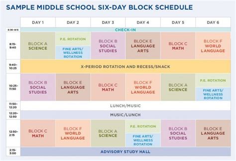 Free College Block Schedule Template Example Block Scheduling