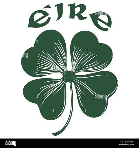 Four Leaf Clover In Vintage Retro Style Irish Symbol For The Feast Of St Patrick Stock Vector