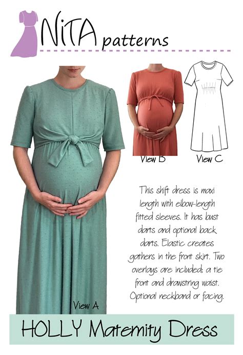 Maternity Holly Shift Dress Sewing Pattern Womens Modest Dress Pattern