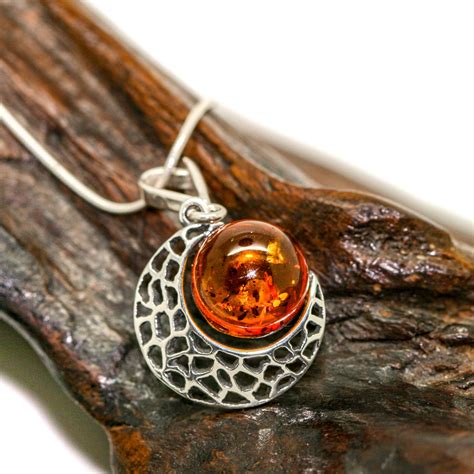Baltic Amber Pendant In Sterling Silver Amber Necklace Silver Jewelry