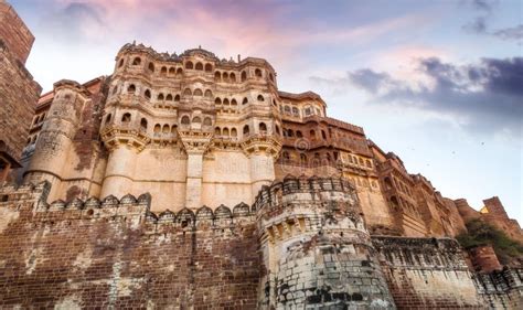 Mehrangarh Fort At Jodhpur Rajasthan At Sunset With Moody Sky A Unesco