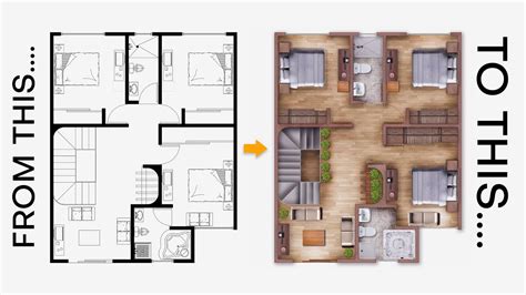 How To Render An Autocad Floor Plan With Photoshop 2 Week Challenge