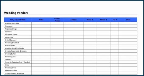 Excel Supplier List Template