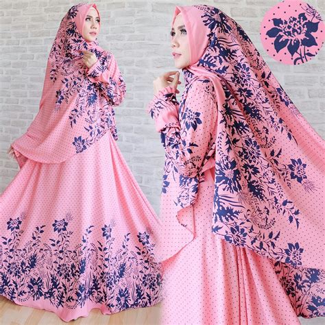 Gamis Syari Cantik Motif Bunga ButikJingga Com