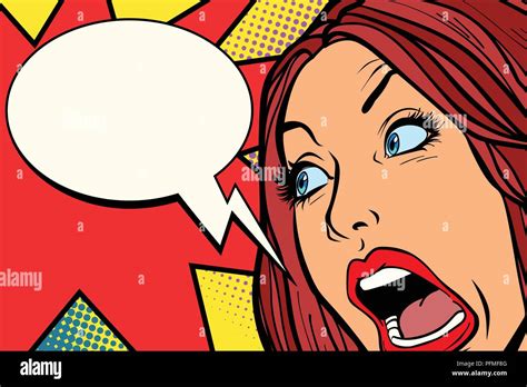 Woman Screams Fear And Emotions Comic Cartoon Pop Art Retro Vector
