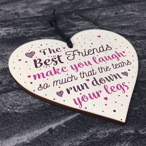 Funny Best Friend Ts Shabby Chic Wood Heart Friendship Plaque