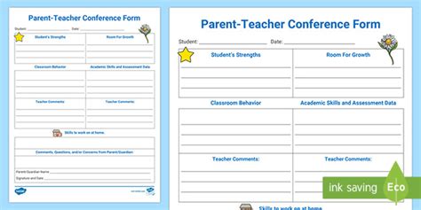 Editable Parent Teacher Conference Form Teacher Made