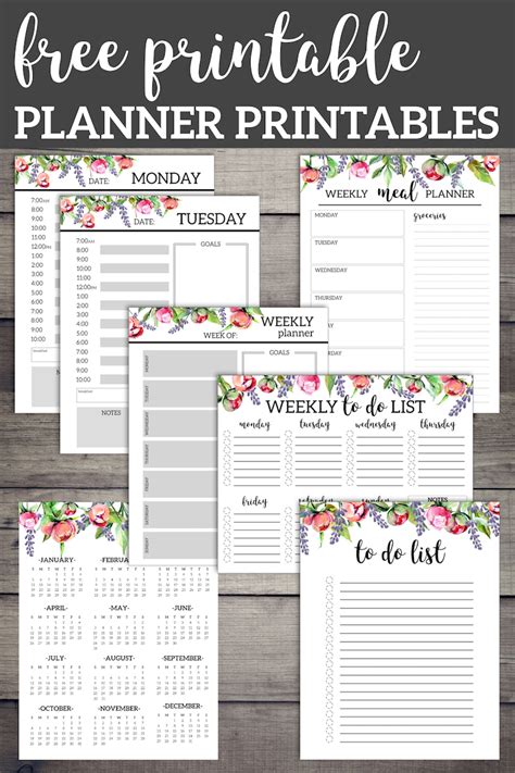 4 Free Printable Floral Daily Weekly Planner Pages