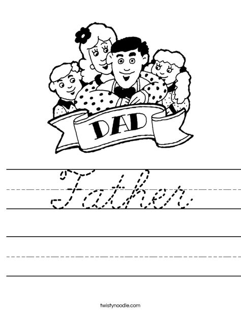 Spark kids' creativity every day of the week. Father Worksheet - Cursive - Twisty Noodle