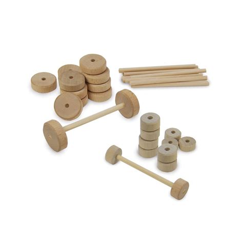 Wooden Wheels Assorted Sizes With Dowels Set Of 120 Stem Eai