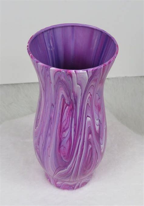 Hand Painted Glass Vase Acrylic Pour Handmade Handcrafted Etsy Painted Glass Vases Diy