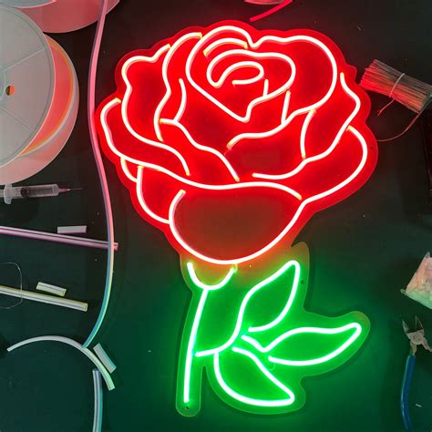 Custom Neon Rose Flower Neon Light Sign Led Custom T For Etsy