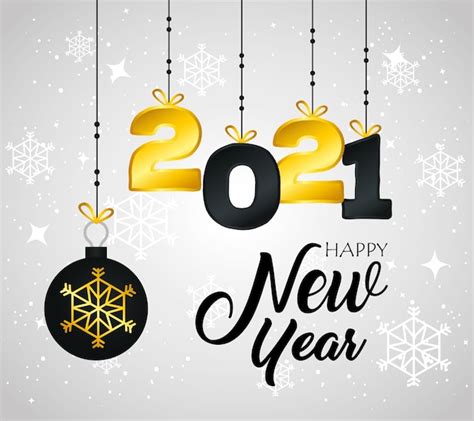 Premium Vector 2021 Happy New Year With Sphere Hanging Design