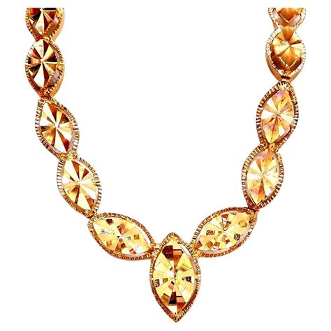 Marquise Gold Link Necklace 14kt For Sale At 1stdibs