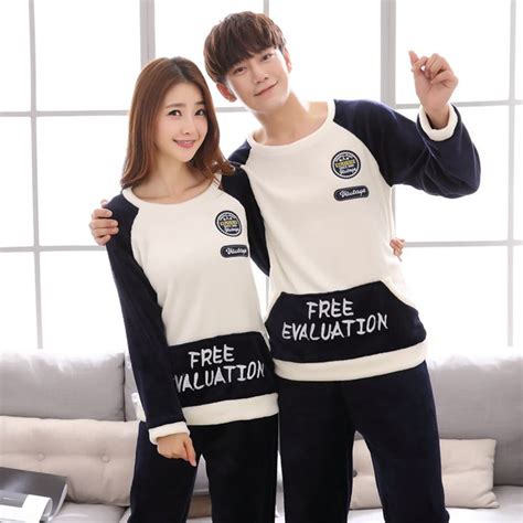 2018 winter couples thick warm flannel pajamas sets for women long sleeve coral velvet pyjama