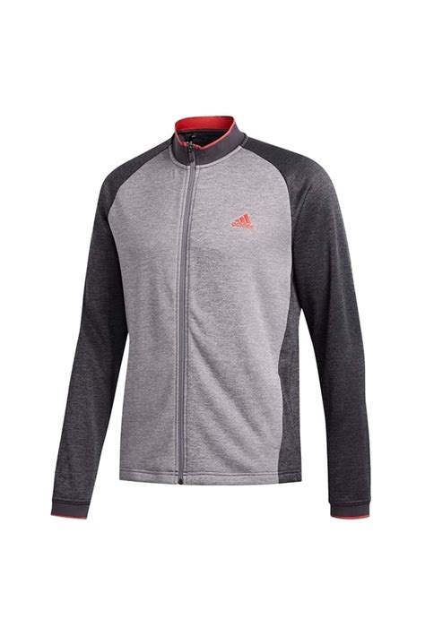 Adidas Golf Mens Midweight Full Zip Textured Jacket Grey Six