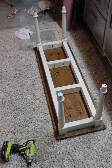It is important to use kiln dried the base is made up of 4x4's for the legs and 2x4's for the ledgers held together with pocket screws and glue. DIY Solid Oak Farmhouse Bench | Free & Easy Plans