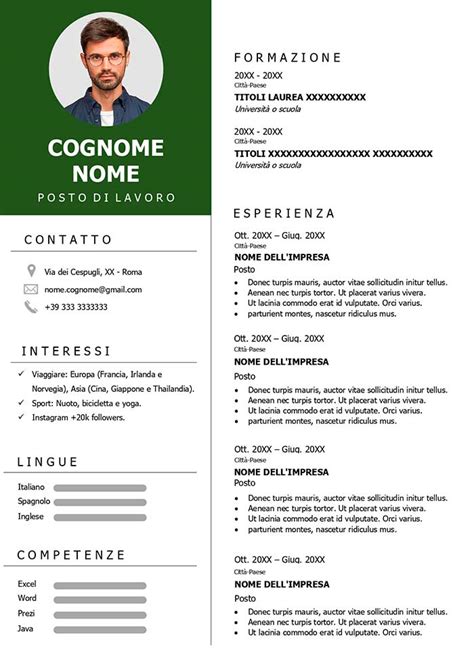 Curriculum Vitae Pdf Da Compilare E Scaricare Gratis Word Financial