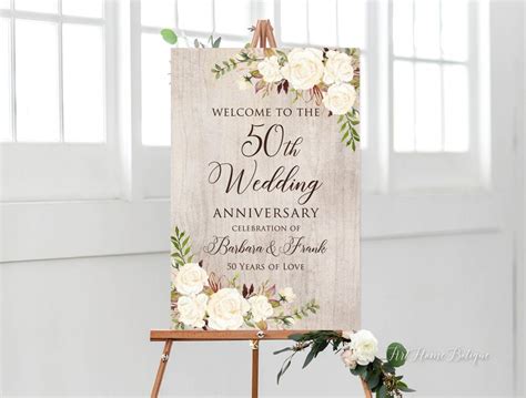 50th Anniversary Welcome Sign 50th Anniversary Decoration Etsy