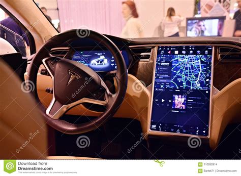 Interior Of Tesla Model X 90d Car Editorial Stock Image Image Of