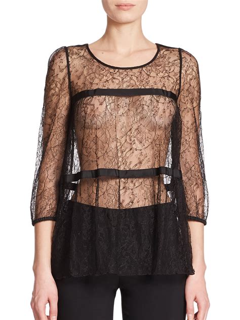 Lyst - Armani Lace Blouse in Black