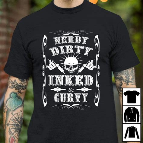 Nerdy Dirty Inked Gurvy Tattoo Skull T Shirt Long T Shirt Minaze