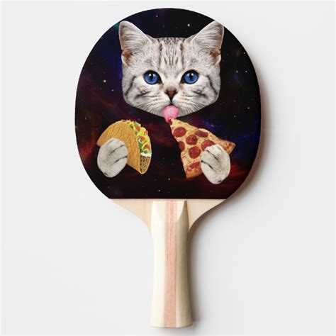 Space Cat With Taco And Pizza Ping Pong Paddle Zazzle