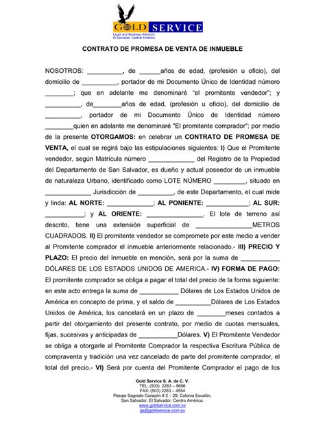 Formato De Contrato De Promesa De Compraventa Derecho Civil Sistema