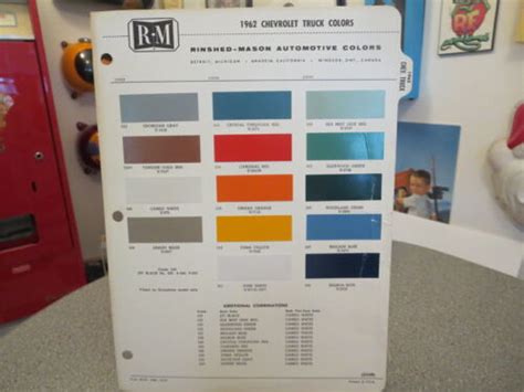 Rm Paints Paint Chip Samples 1962 Chevrolet Trucks Color Information