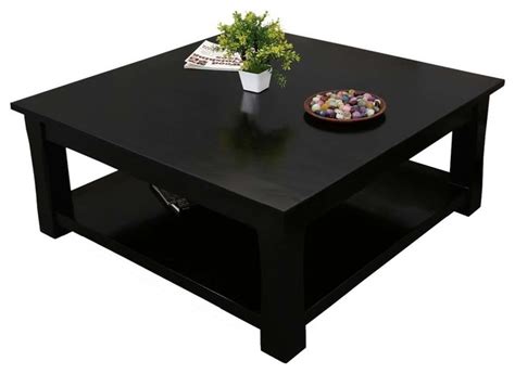 Brimson Contemporary Style Solid Wood 2 Tier Square Coffee Table