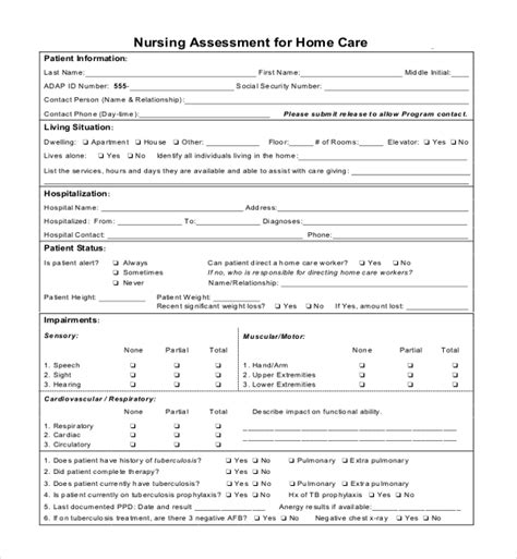 Free 7 Sample Nursing Assessment Forms In Pdf Ms Word