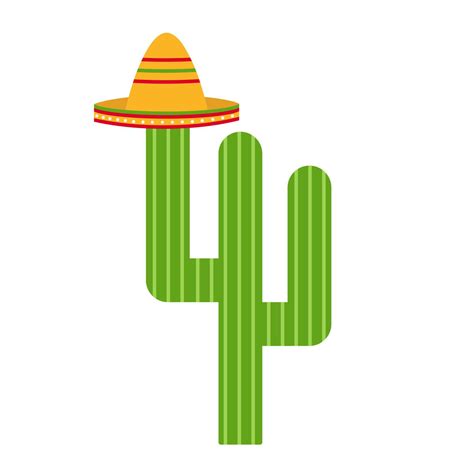 Viva Mexico Cartoon Vector Illustration Cactus With Sombrero Bright