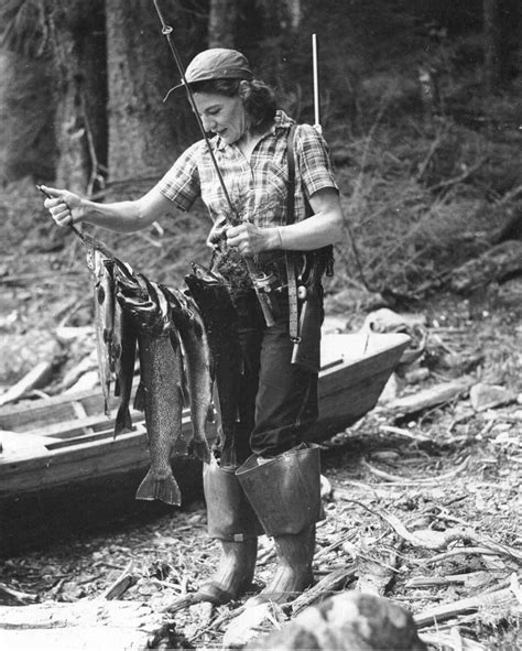 Free Picture Old Photo Woman Holding Fisherman Caught Fish