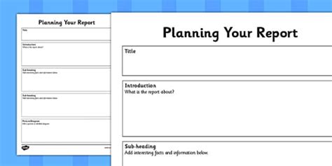 Planning A Report Planning Report Writing Frame Activity