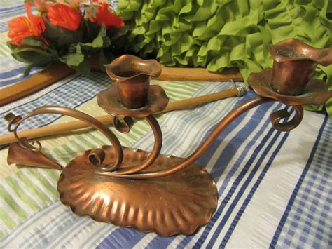 Candlestick Holder Gregorian Copper Hand Hammered With Snuffer 421