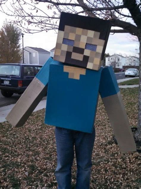 Minecraft Herobrine Costume Made From Cardboard Paper Mache And