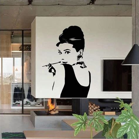 Hot Selling Audrey Hepburn Wall Stickers Living Room Decoration Adesivo De Parede Girls Room