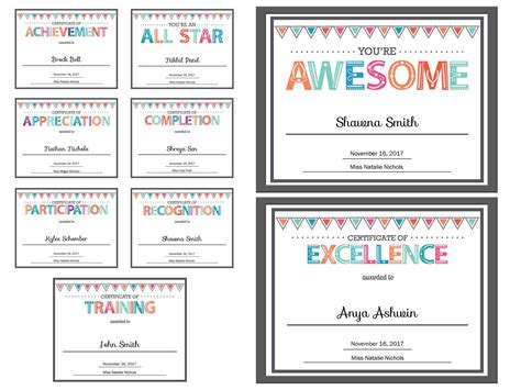 Editable Pdf Kids Children Teacher Classroom Certificate Award Template