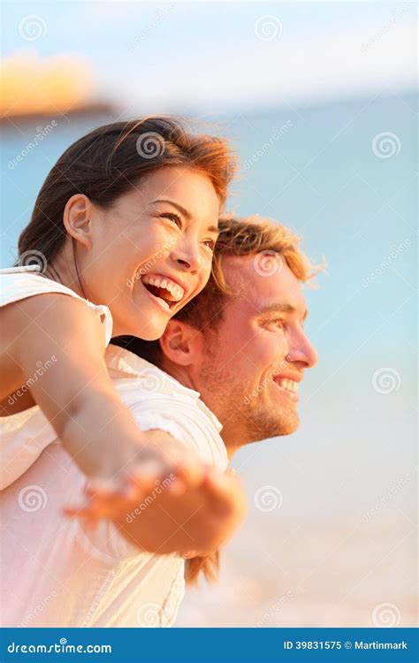 couple on beach having fun laughing in love stock image image of back holiday 39831575
