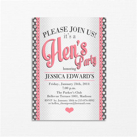 Polka Dot Hens Party Invitation Bridal Shower Diy Etsy Hens