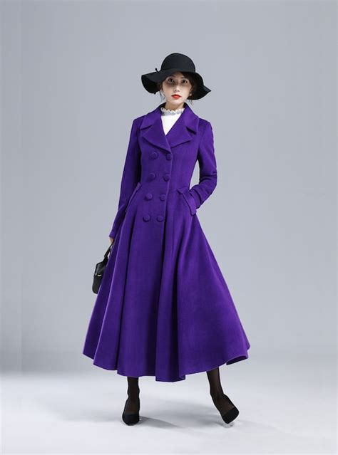 Vintage Inspired Purple Wool Trench Coat Women Princess Coat Etsy